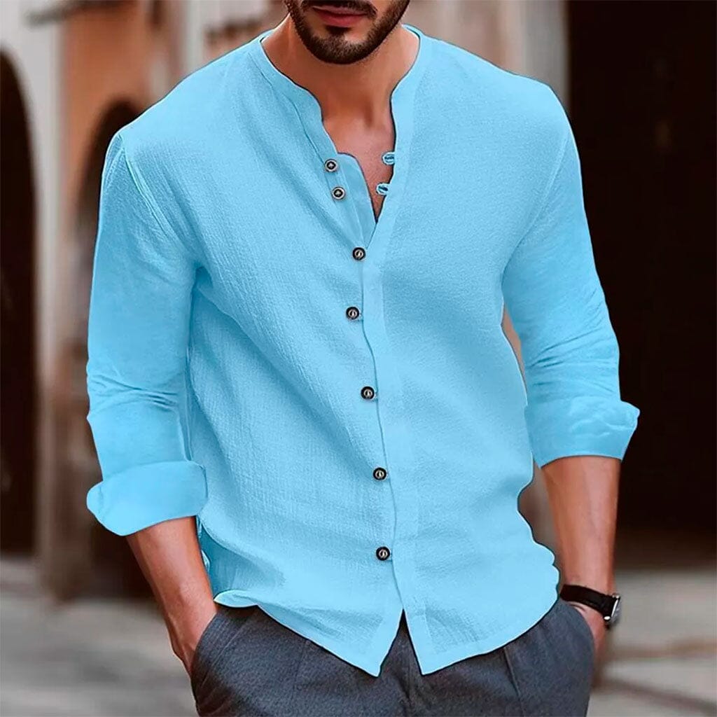 Camisa de Linho Masculina Gola Careca Breeze