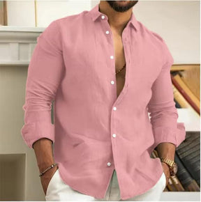 Camisa de Linho Masculina Estilo Clássico