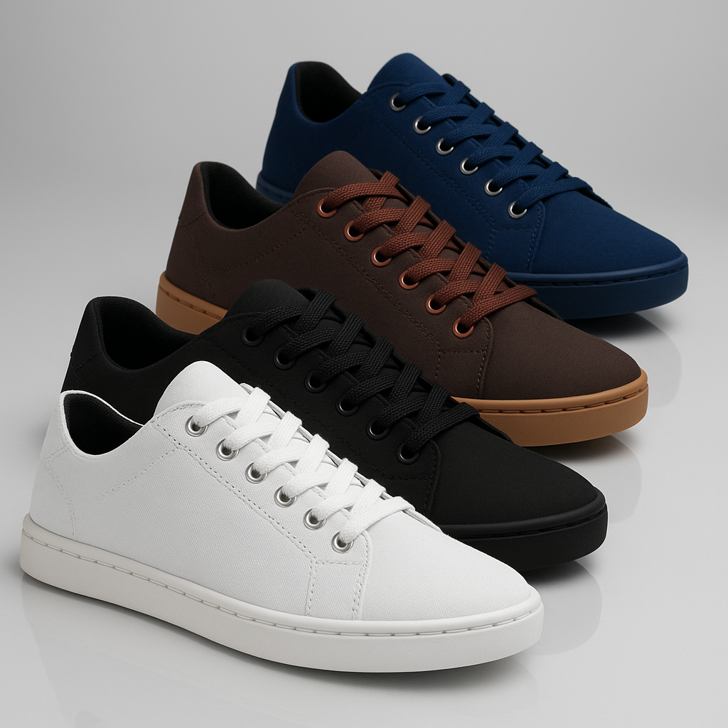 Kit com 4 Sapatênis Masculinos Casuais - Cores Sortidas e Conforto Diário