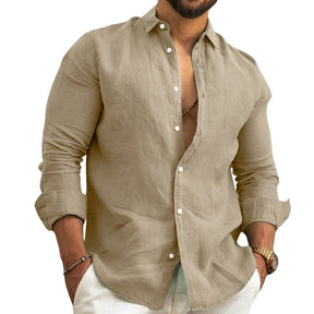 Camisa de Linho Masculina Estilo Clássico
