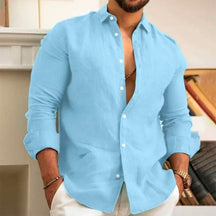 Camisa de Linho Masculina Estilo Clássico