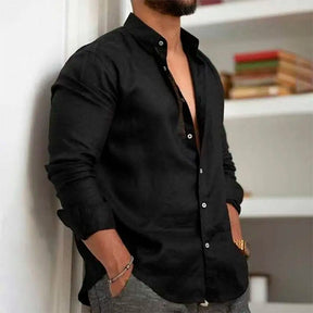 Camisa de Linho Masculina Estilo Clássico