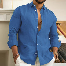 Camisa de Linho Masculina Estilo Clássico