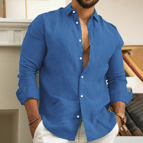 Camisa de Linho Masculina Estilo Clássico