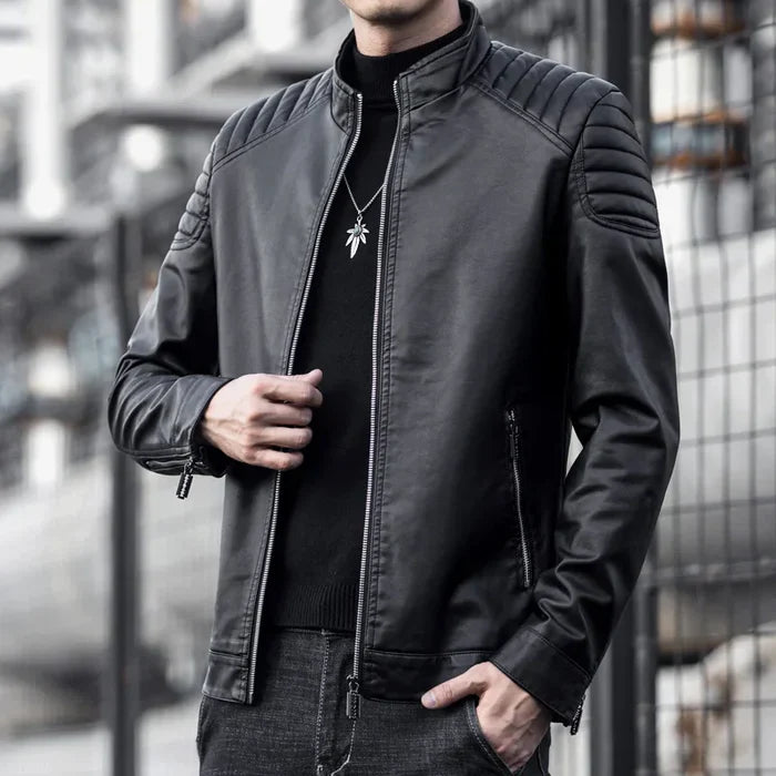 Jaqueta de Couro Motociclista Masculina