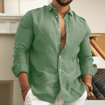 Camisa de Linho Masculina Estilo Clássico